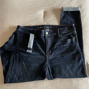 American Eagle Next Level Stretch Dark Wash Rolled Cuff Jeans Women Size 16